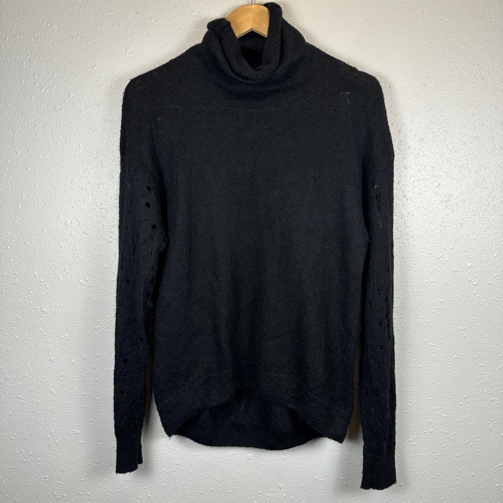 & Other Stories Womens M Turtleneck Mohair Wool Black Lightweight Layer Grunge